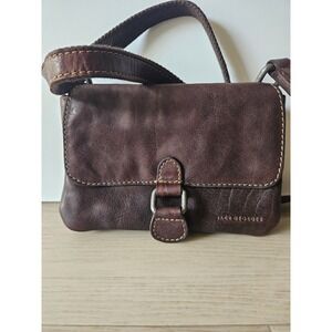 Jack Georges Voyager Mini Soft Brown Leather Crossbody Bag Magnet Closure Zip